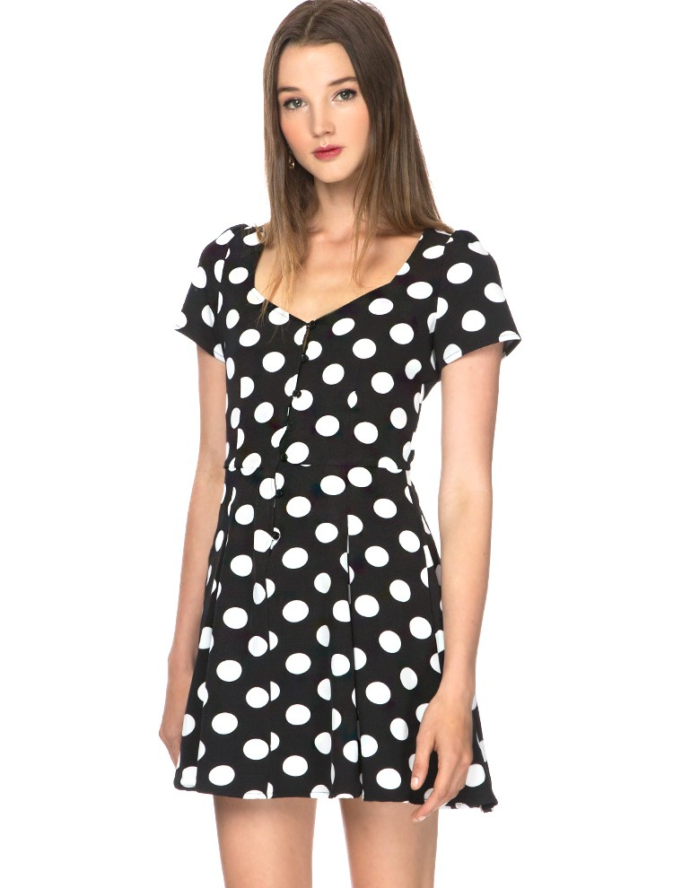 Pixie Market Shibuya Cute Polka Dot Dress In White Black Lyst