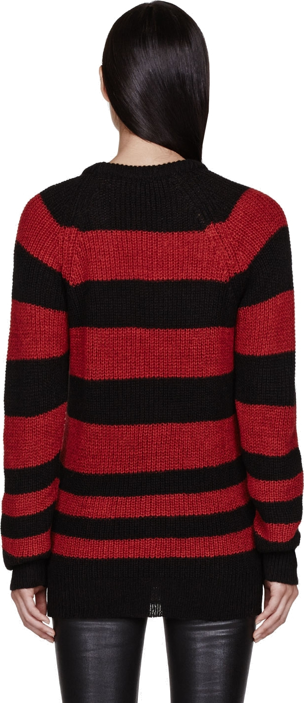 IRO Black and Red Striped Barbara Sweater Lyst