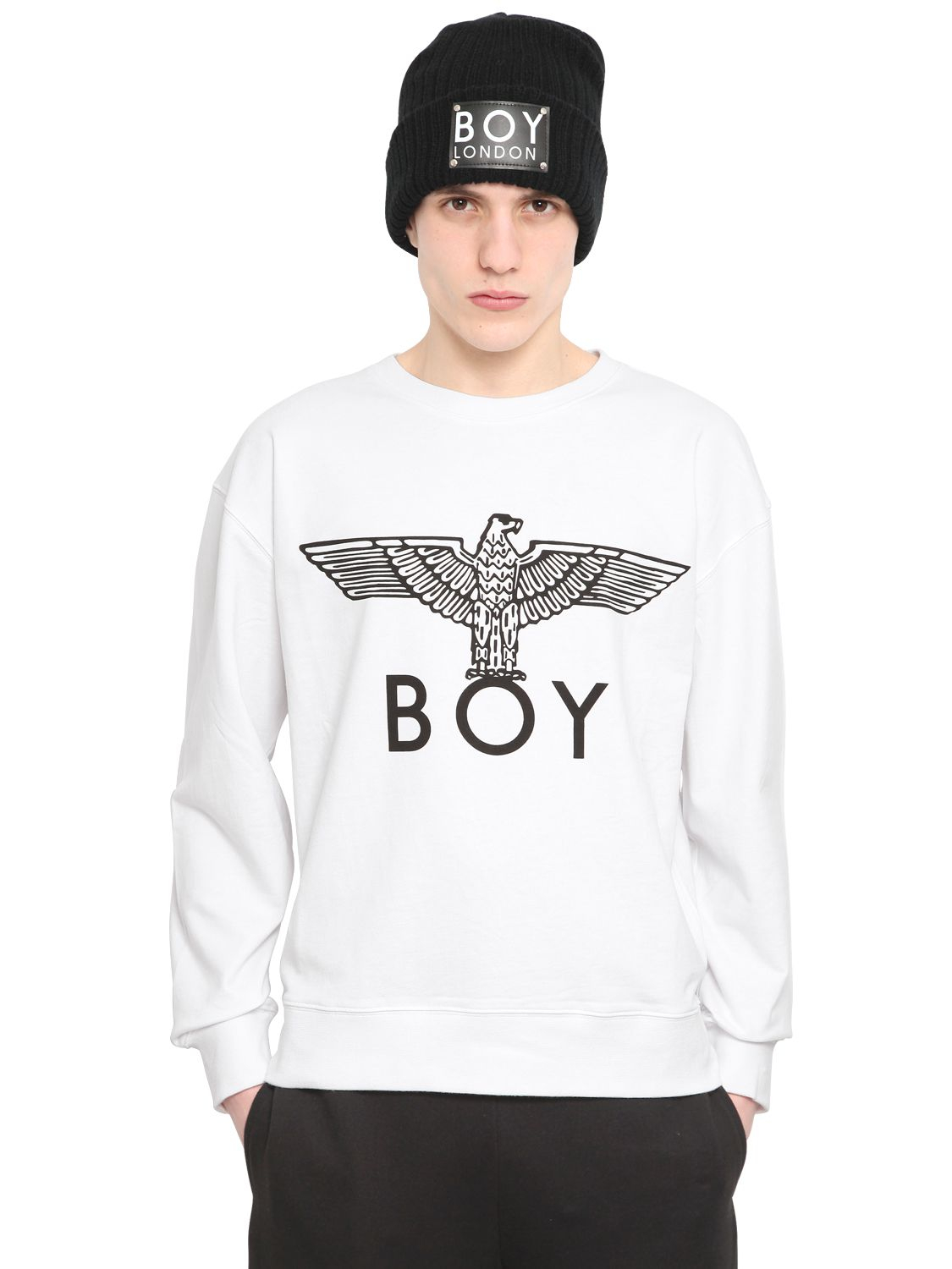 BOY London Boy Eagle Print Fleece Sweatshirt in White/Black (Black) for Men  - Lyst