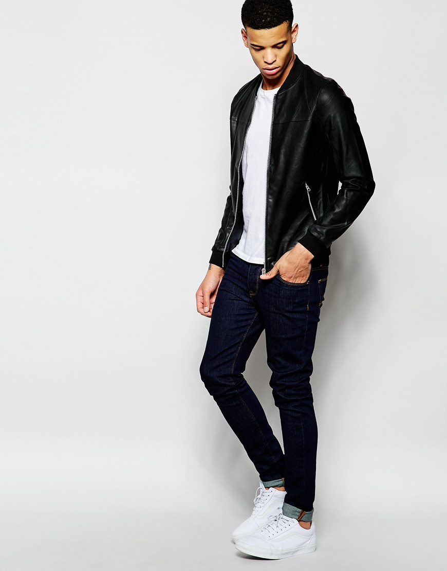 pull and bear black bomber jacket