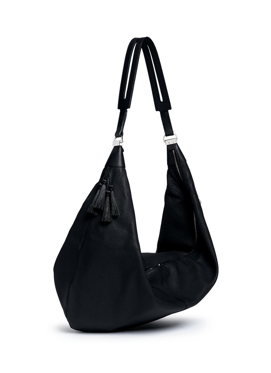 Lyst - The Row &#39;sling 15&#39; Grainy Leather Hobo Bag in Black