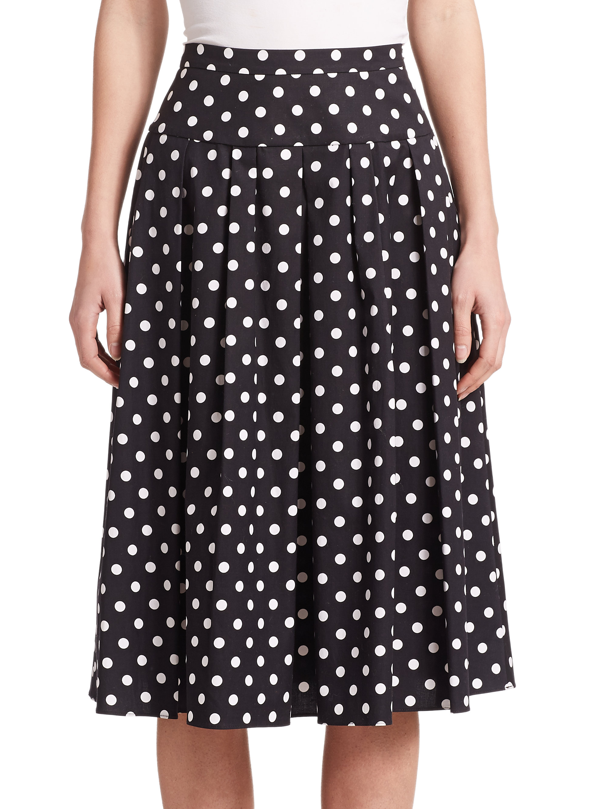Michael Kors Cotton Polka Dot Pleated Skirt in BlackWhite (Black) Lyst