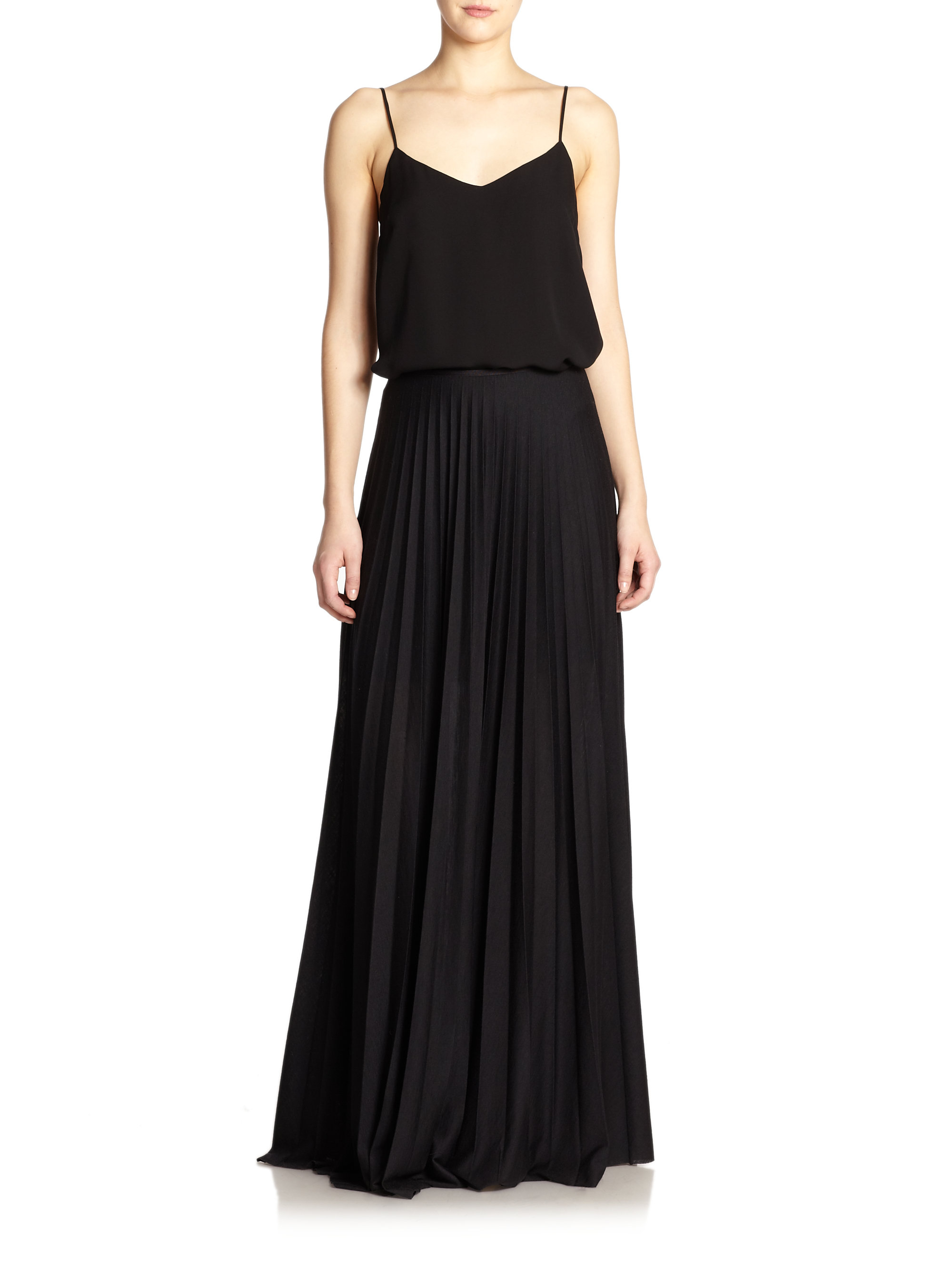 Lyst - Theory Miklo Pleated Maxi Skirt in Black