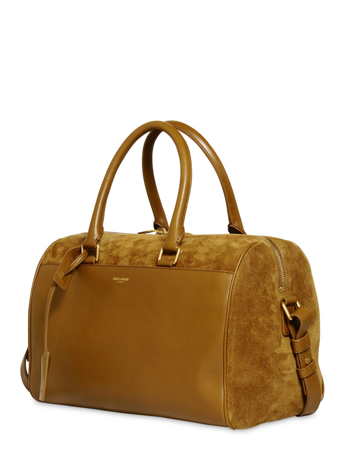 Saint laurent Duffle 6 Suede \u0026amp;Leather Top Handle Bag in Brown ...