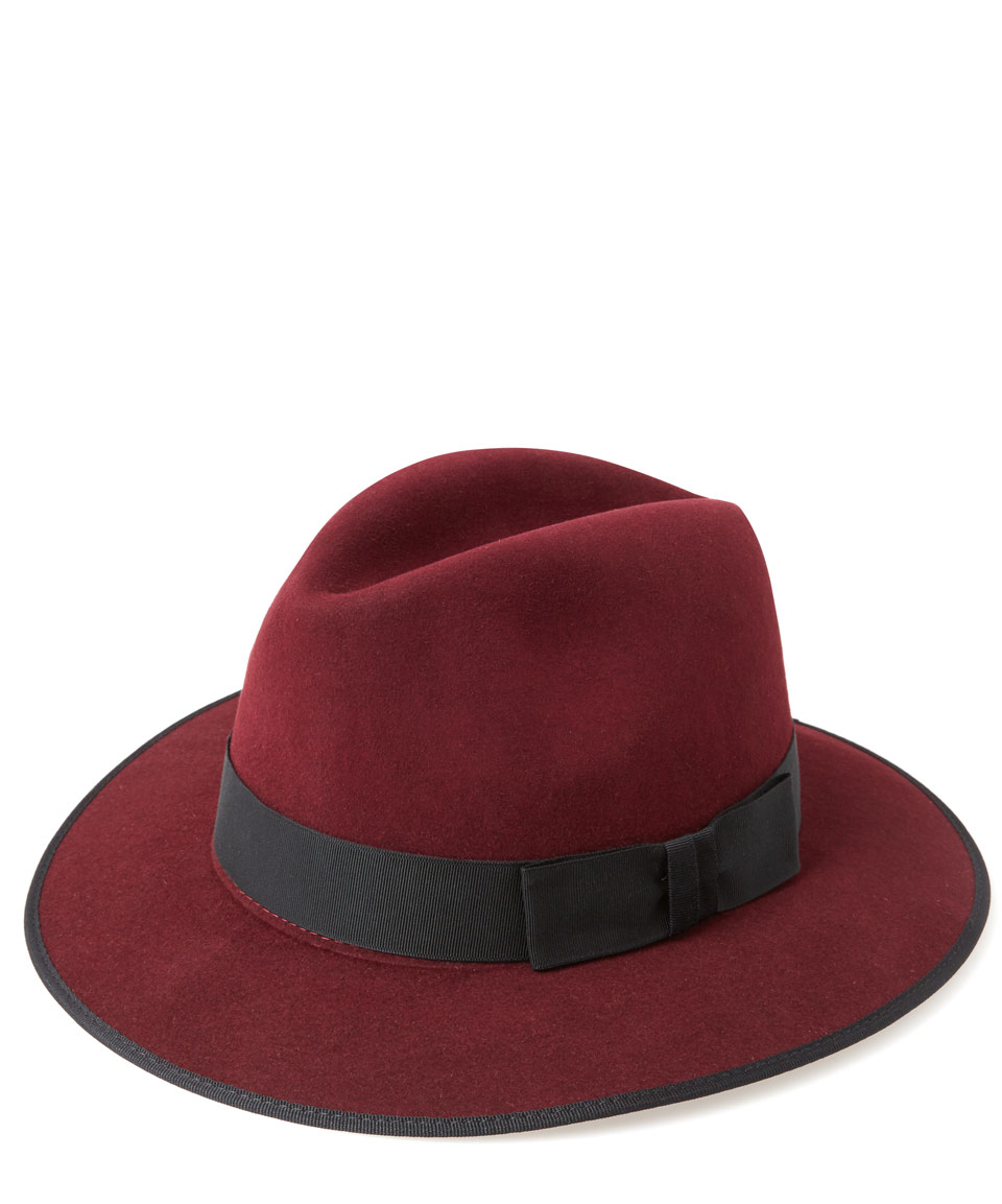 red trilby hat