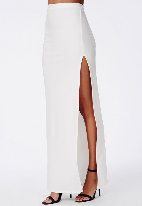white maxi pencil skirt