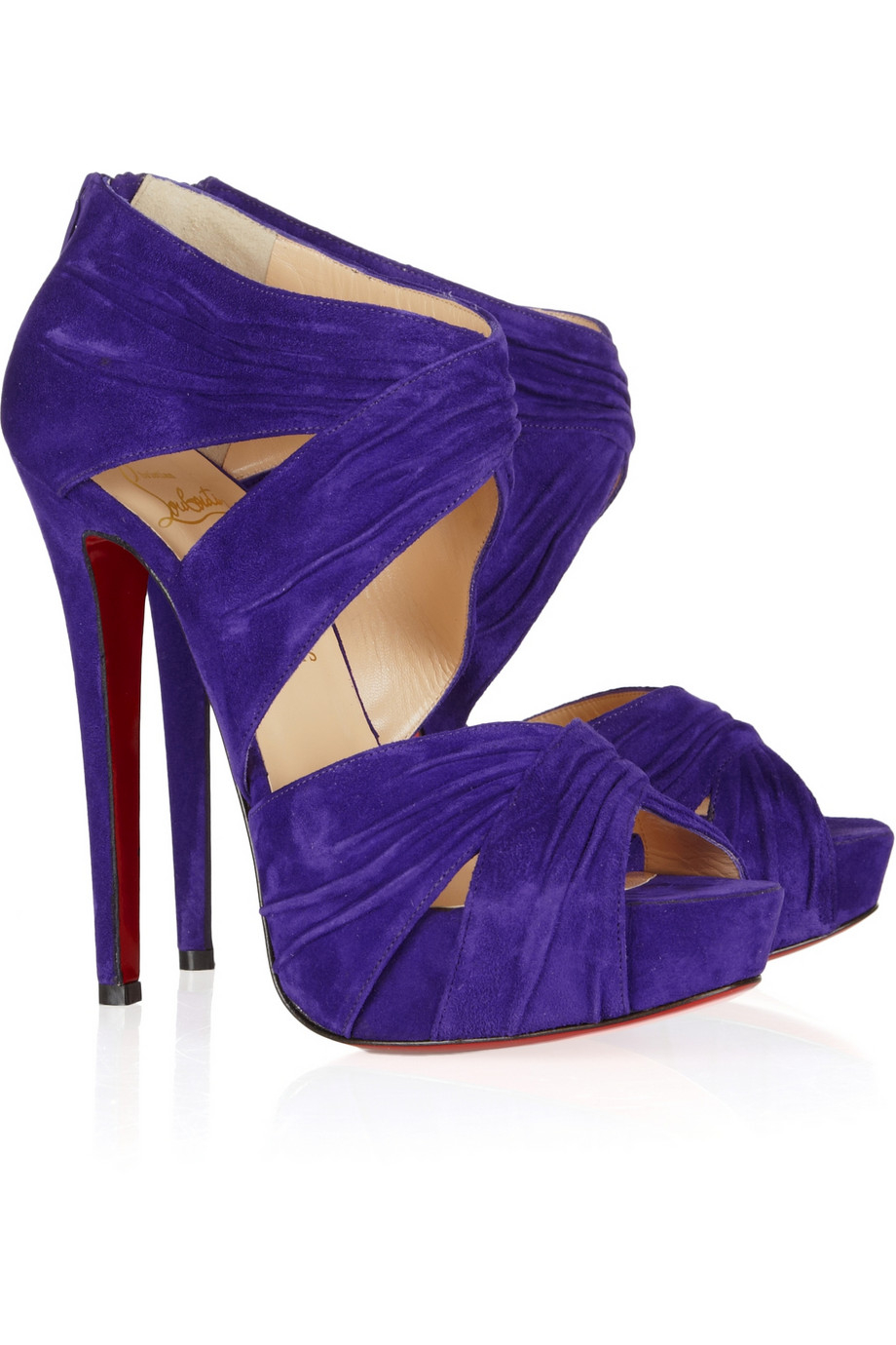 servitrice misundelse smog Christian Louboutin Bandra 140 Ruched Suede Sandals in Violet (Purple) -  Lyst