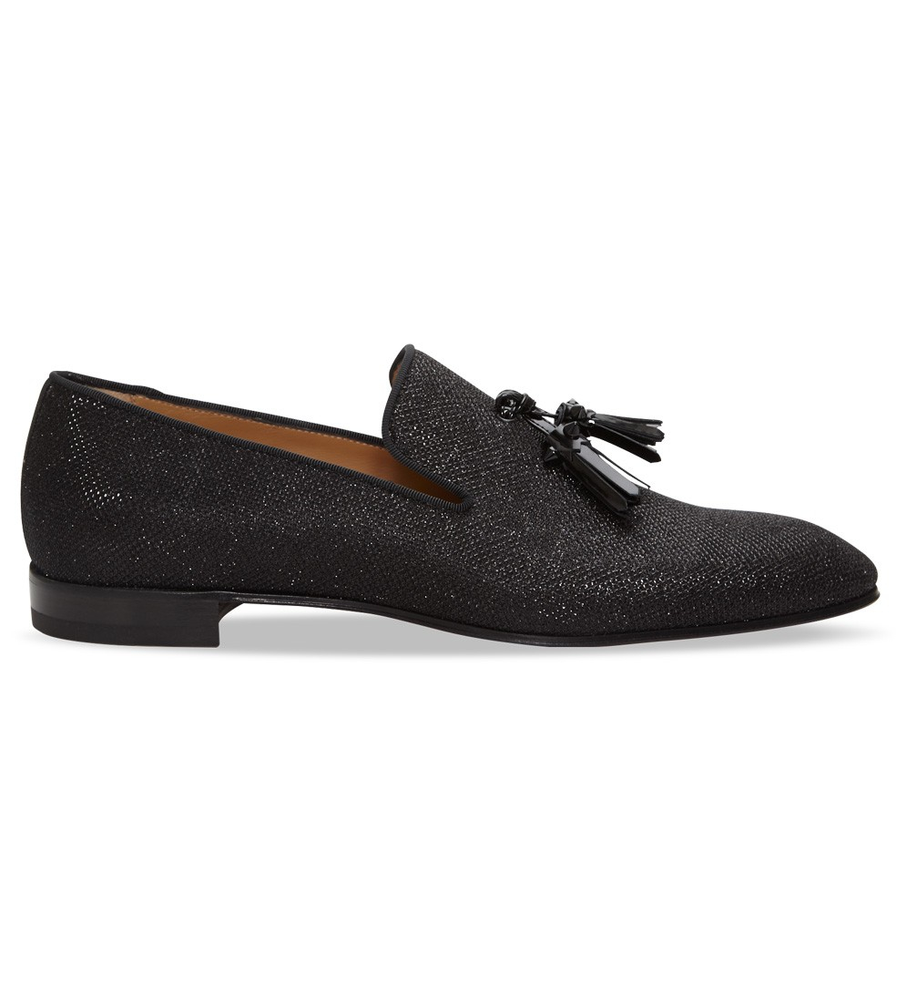 black glitter loafers
