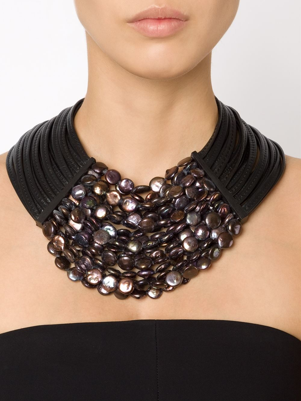 Monies Multistrand Necklace in (Black) - Lyst