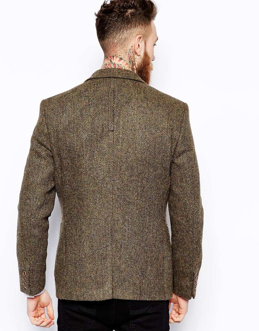 Lyst Asos Slim Fit Blazer In Harris Tweed in Natural for Men
