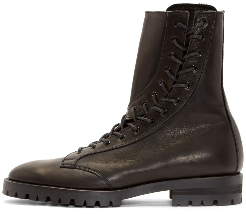 Lyst - Yohji Yamamoto Buffed Leather Curved Lace-up Boots in Brown for Men