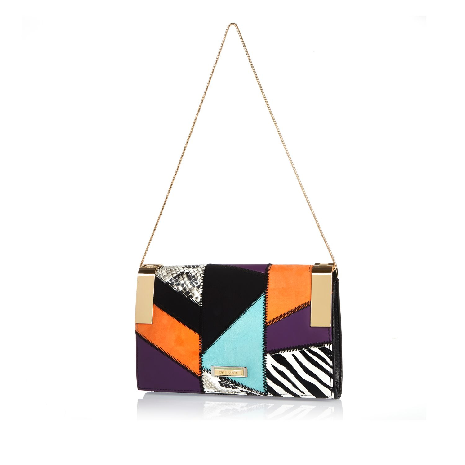 purple clutch bag river island
