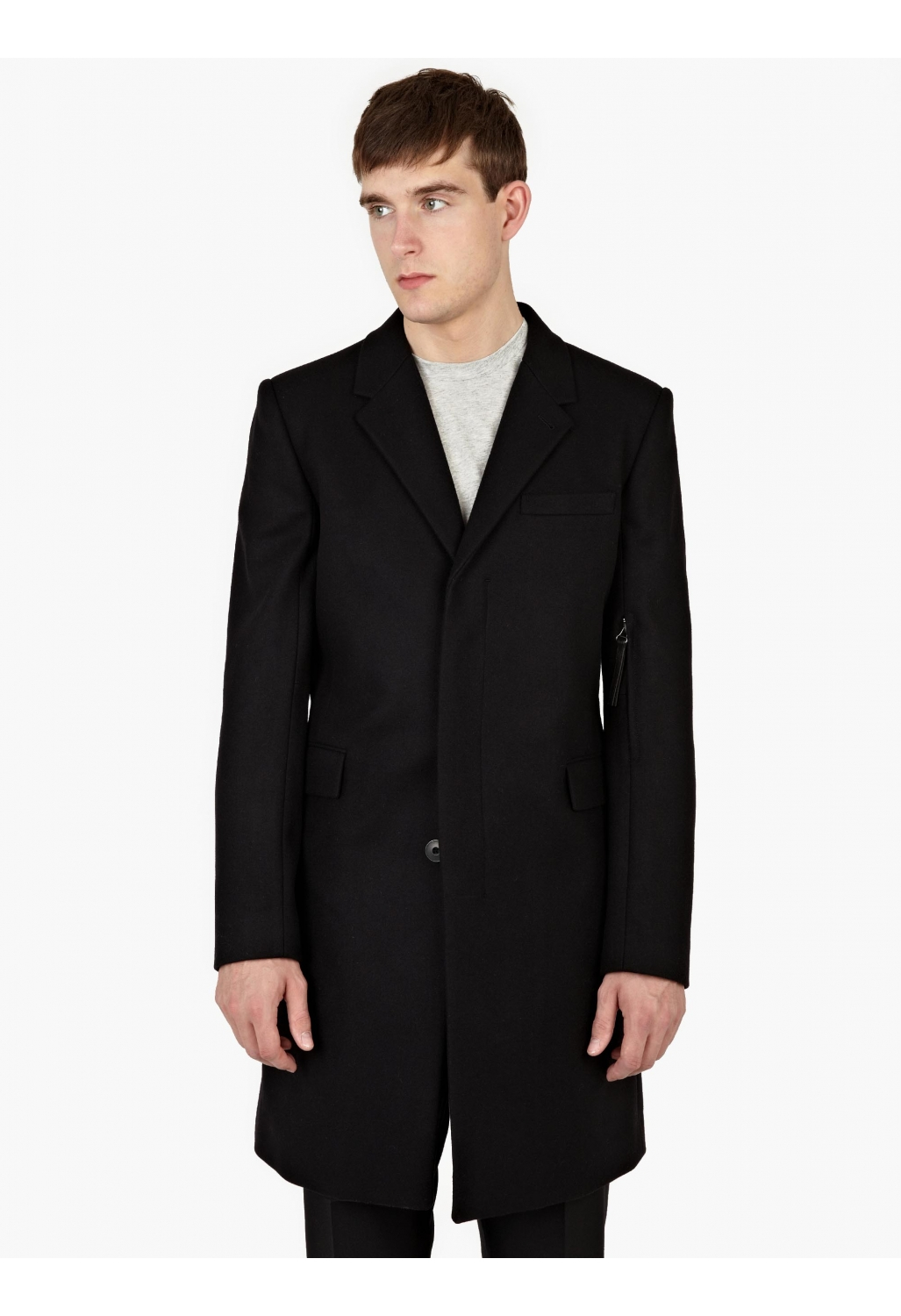 Helmut lang Black Wool Crombie Overcoat in Black for Men | Lyst