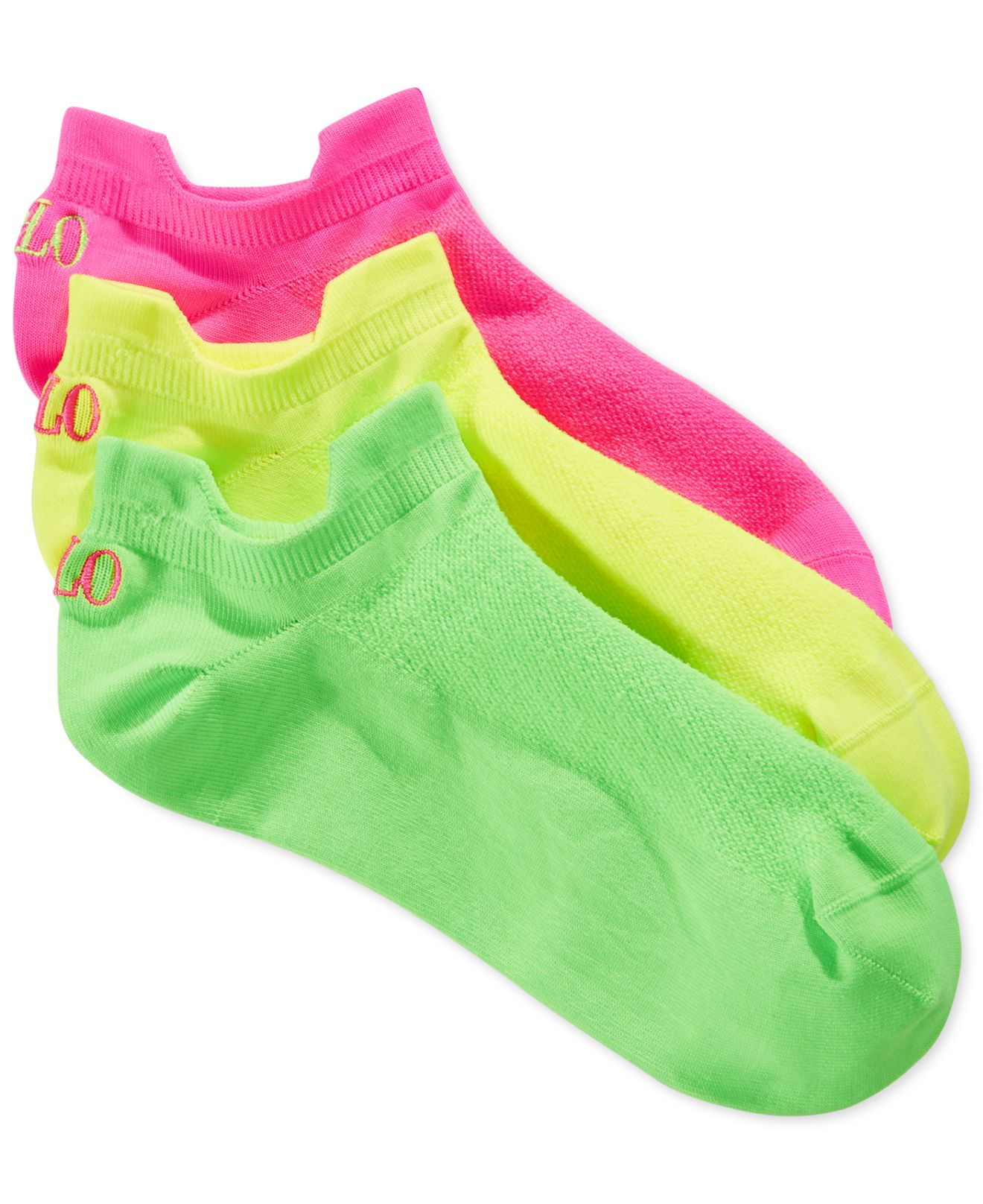 Polo Ralph Lauren Women's Microfiber Double Tab Ankle Socks 3 Pack in Neon  Pink (Pink) - Lyst