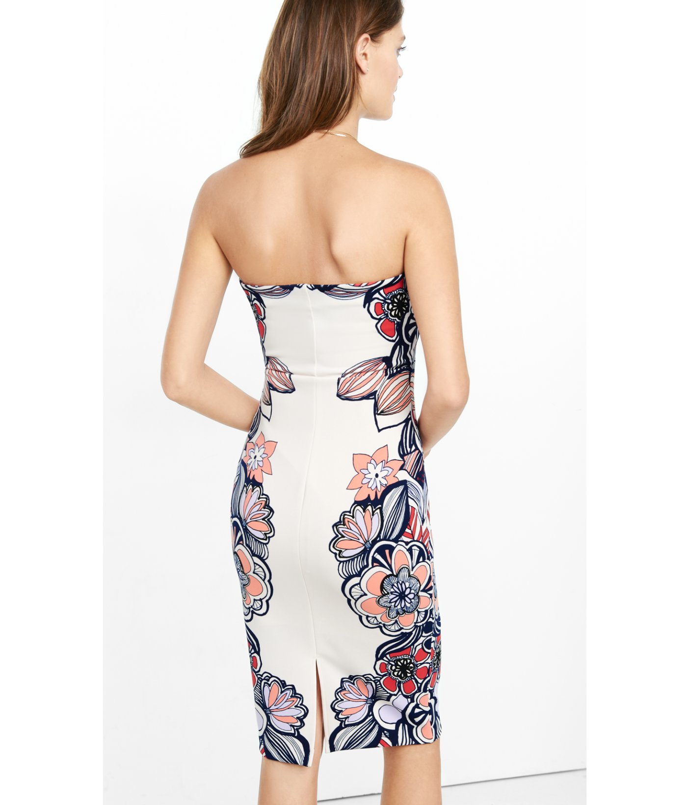 Express Pink Strapless Placed Floral Print Tube Dress in White Lyst
