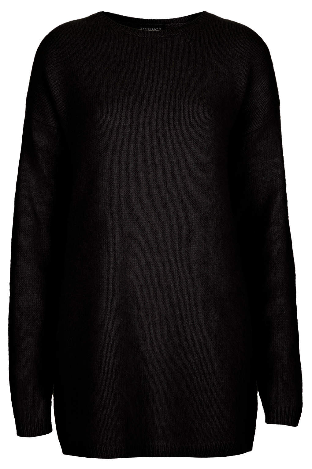 Lyst - Topshop Knitted Fluffy Long Jumper in Black