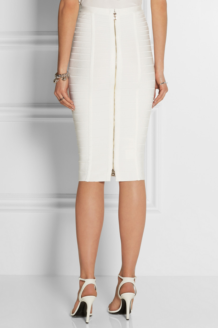Hervé Léger Highwaisted Bandage Skirt in White | Lyst
