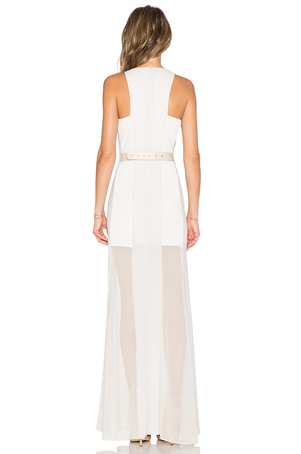 Lyst Halston Sheer Overlay Gown in White