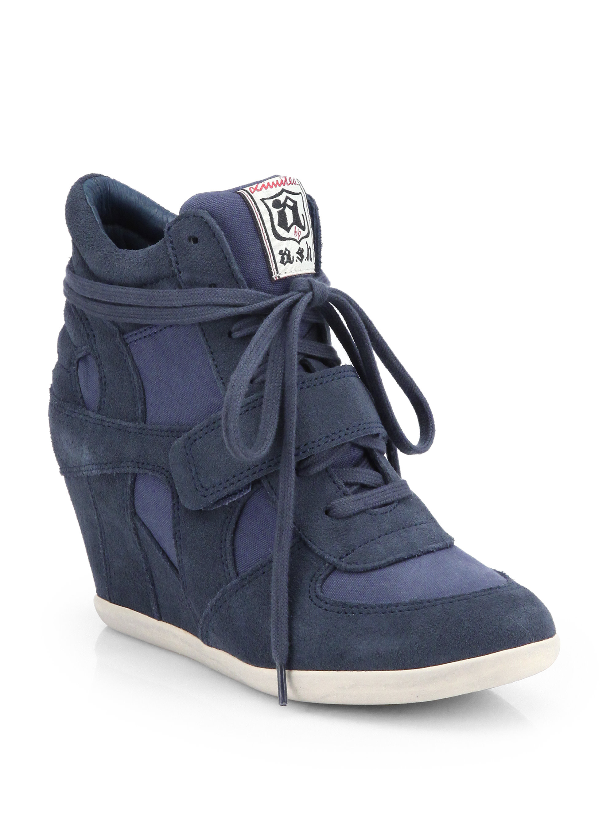 Ash Bowie Suede Canvas Wedge Sneakers in Blue (NAVY) | Lyst