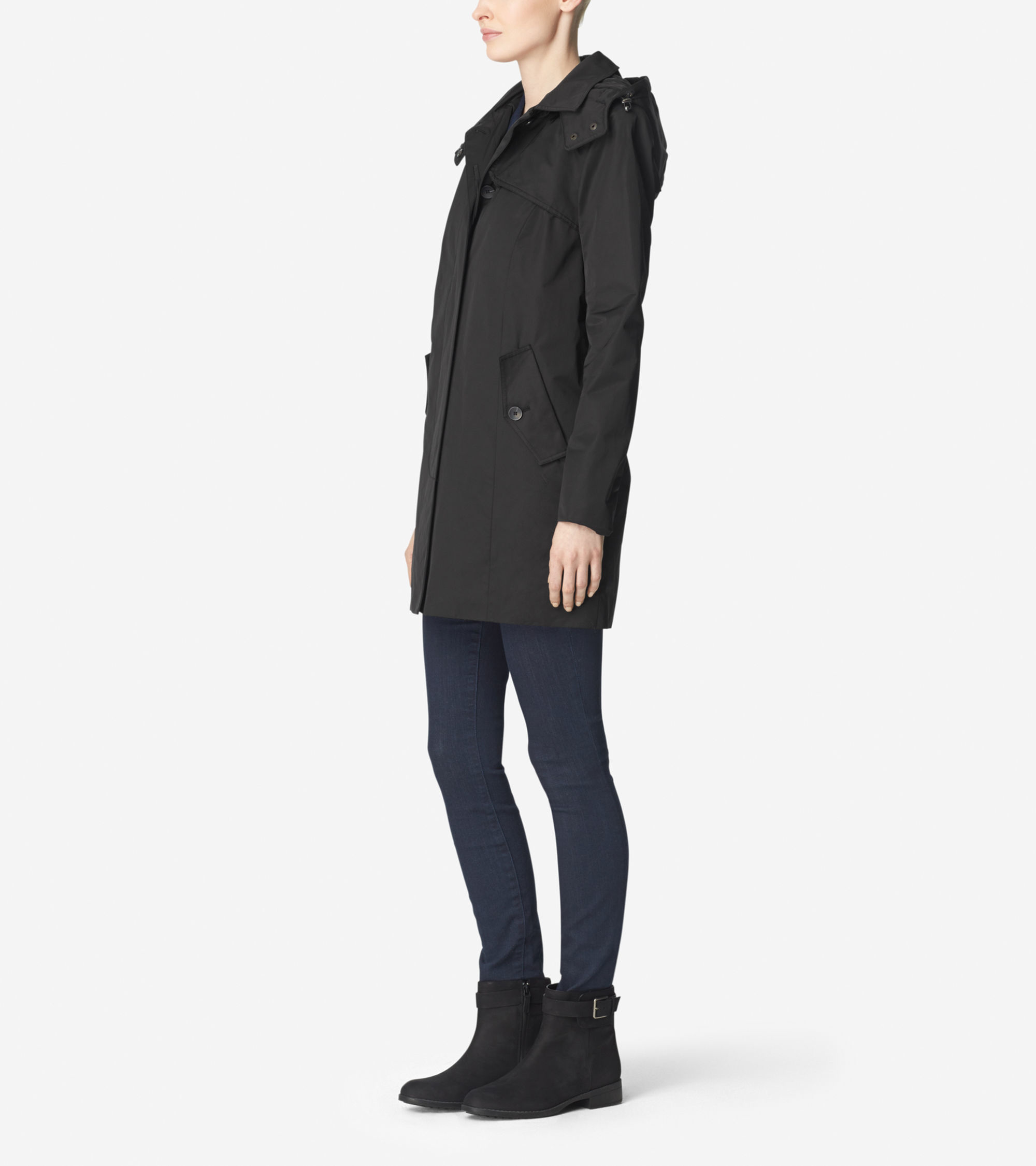 Cole haan single-breasted plaid coat