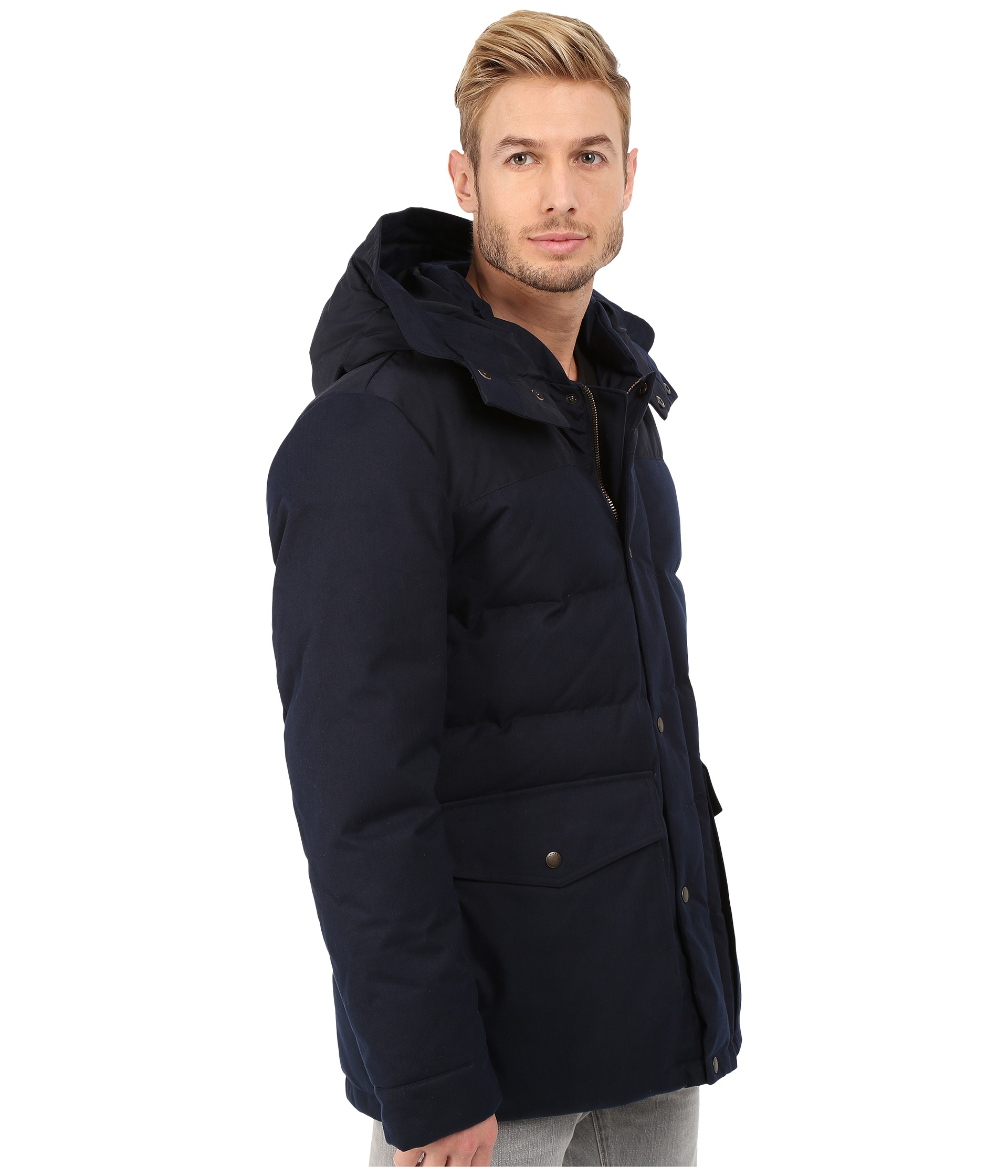 cole haan flannel down hooded jacket