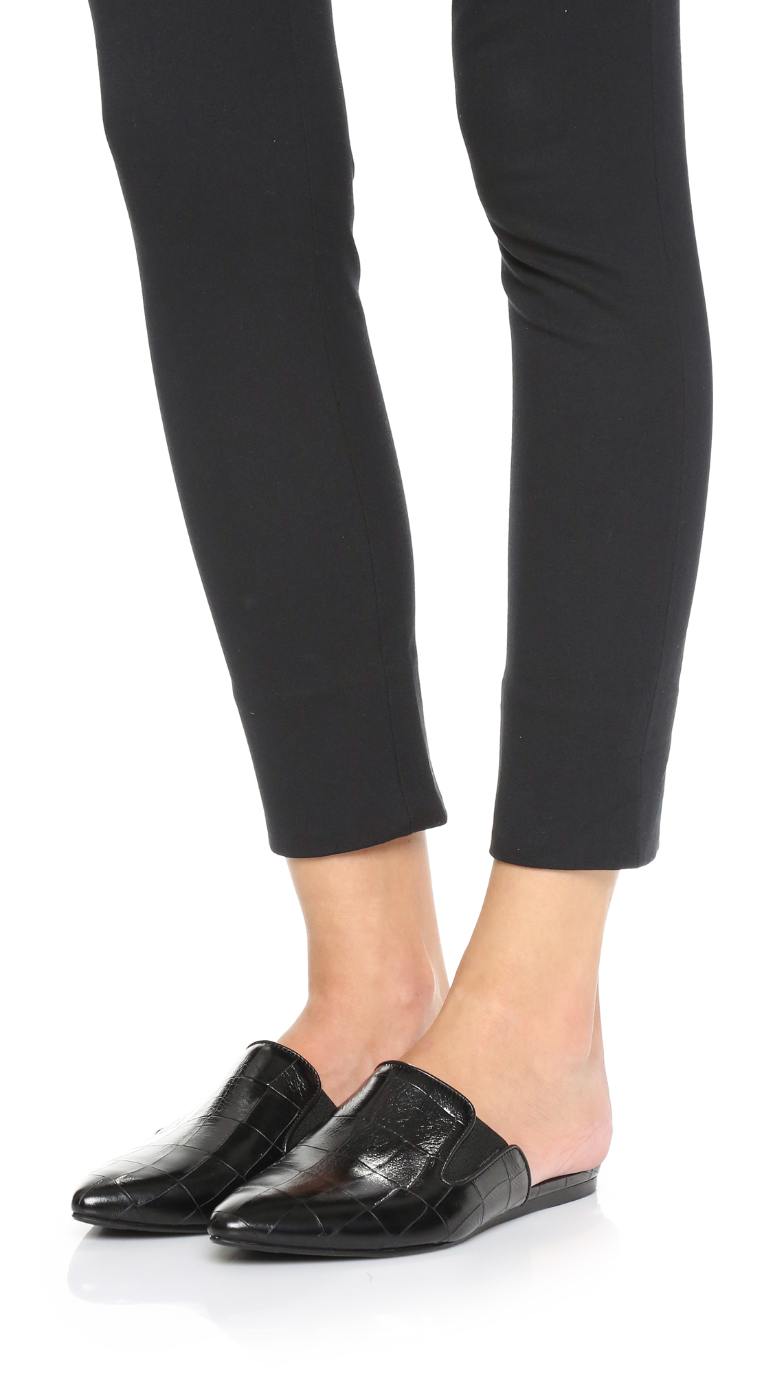 black croc mules