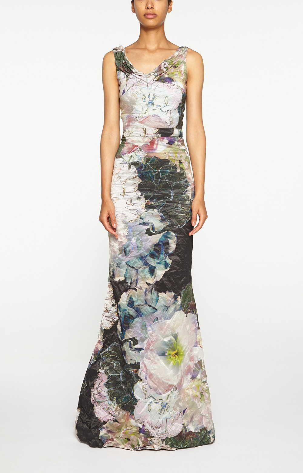 Nicole Miller Floral-Print Crepe Gown - Lyst