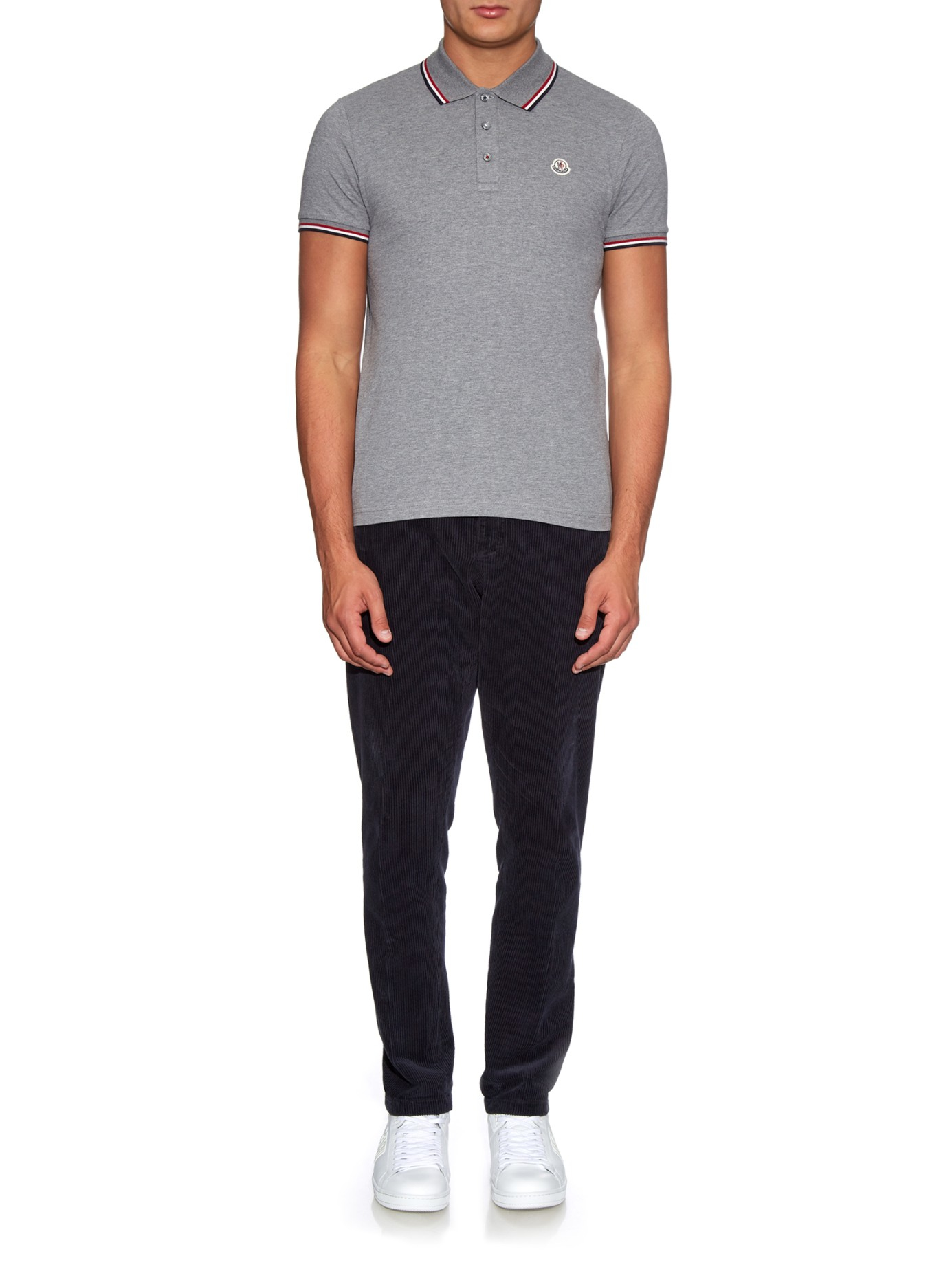 moncler striped-trim cotton-piqué polo shirt moncler striped-trim cotton-piqué polo shirt