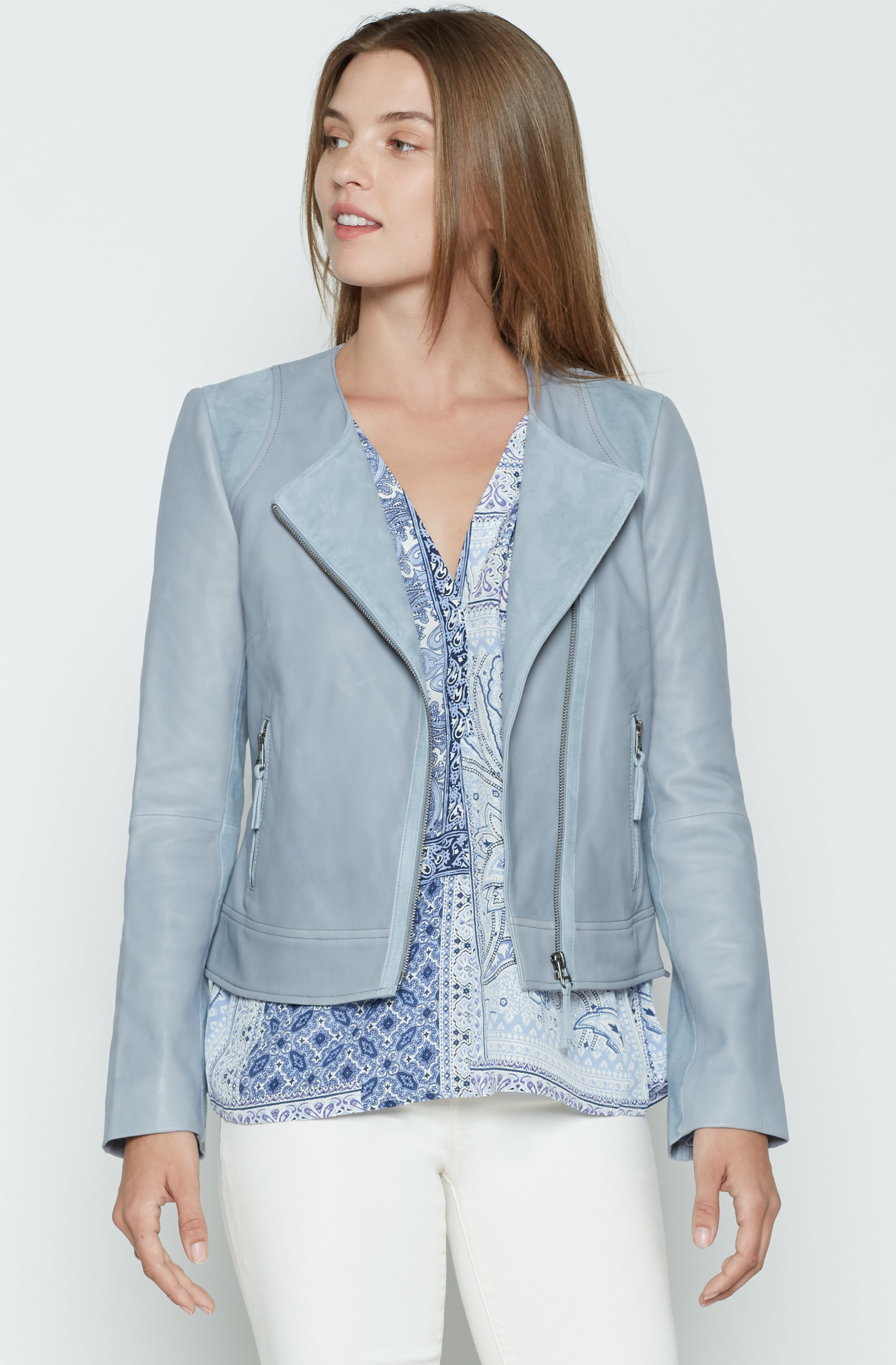 Joie Fifi Leather Jacket In Blue Lyst Gallery