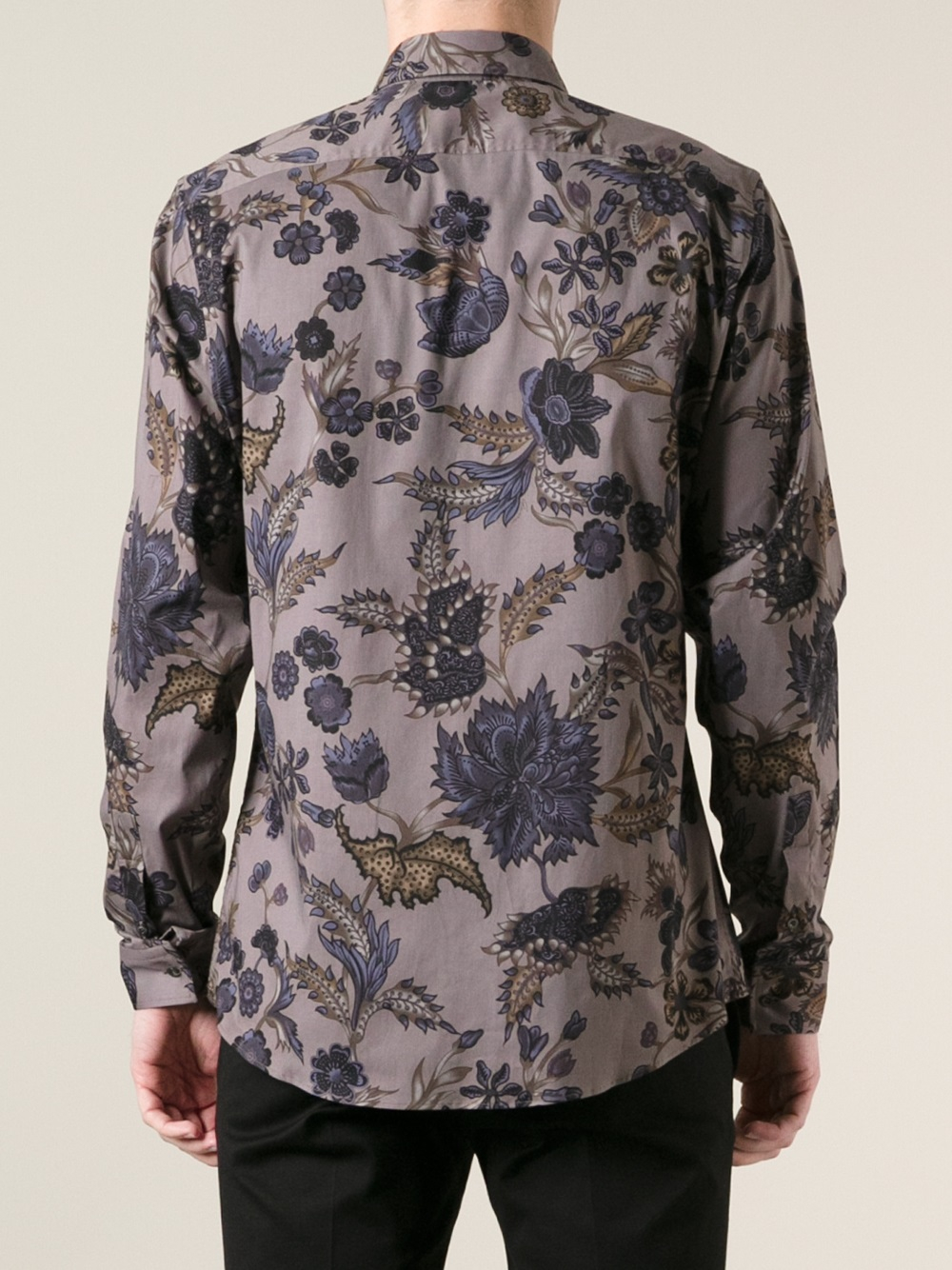 Gucci Floral Print Shirt in Grey (Black) for Men - Lyst