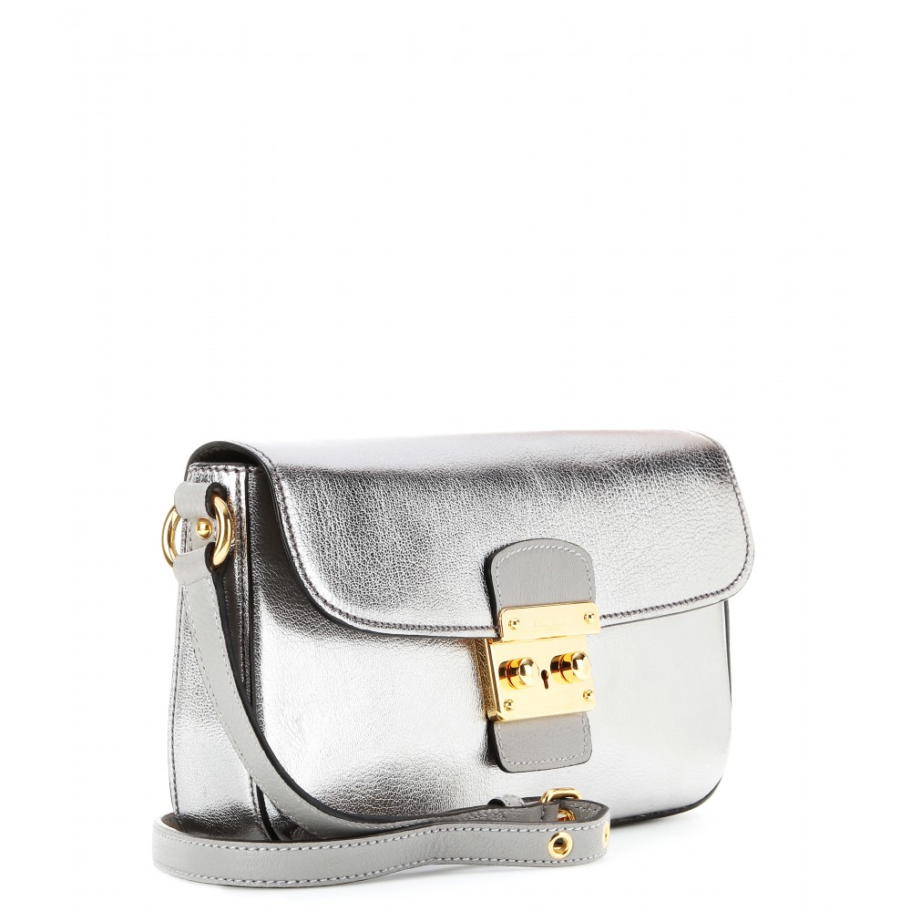 Miu Miu Metallic-Leather Shoulder Bag - Lyst