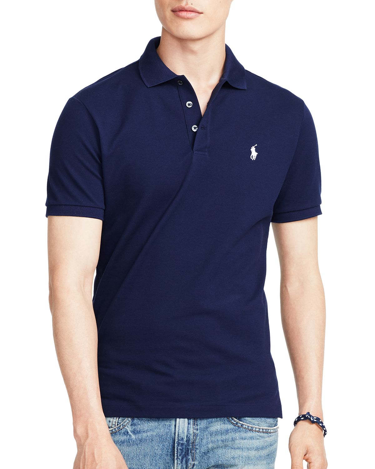 Ralph Lauren Polo Stretch-mesh Slim Fit Polo Shirt in French Navy (Blue ...