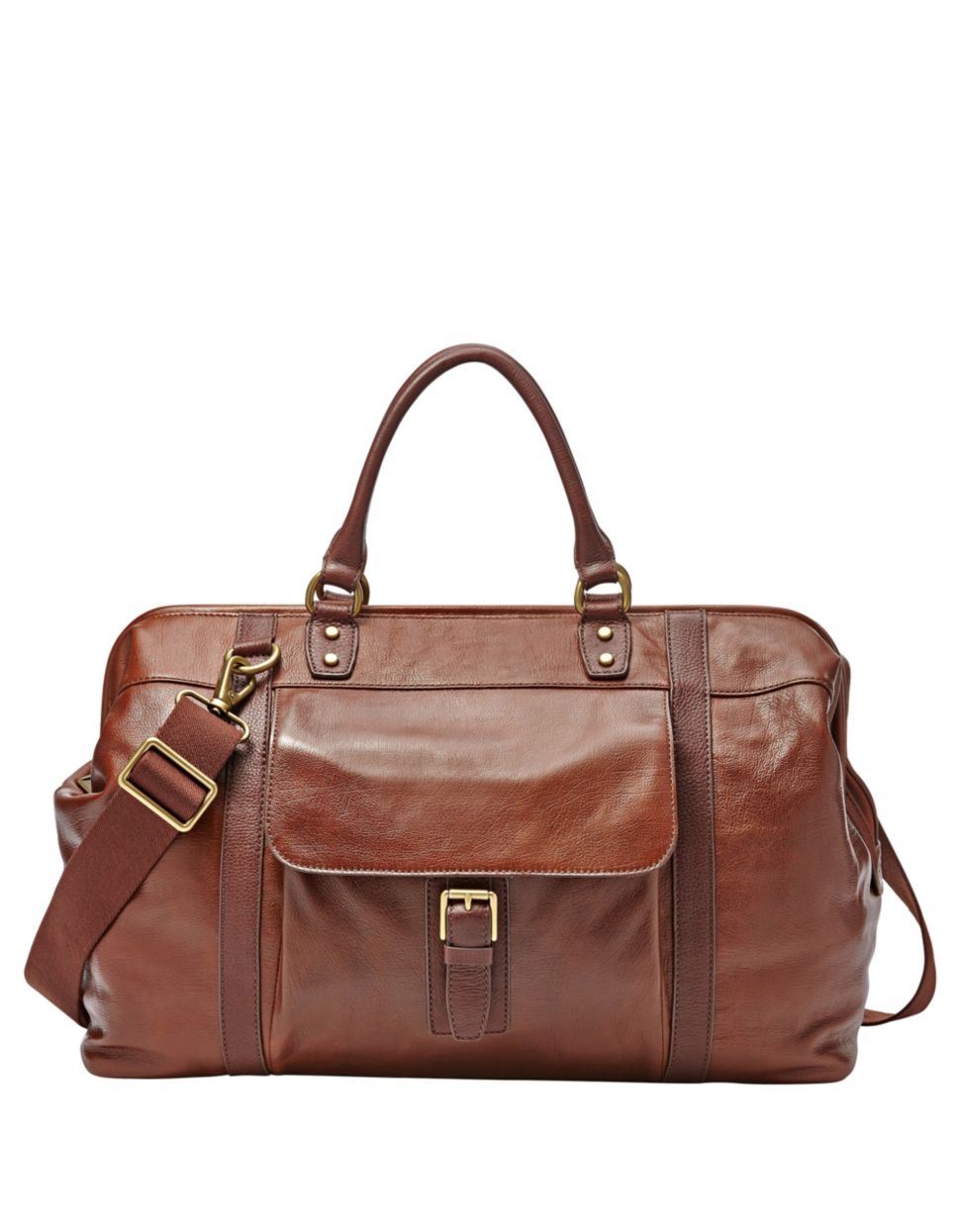 Fossil Leather Framed Duffel Bag in Cognac (Brown) for Men - Lyst