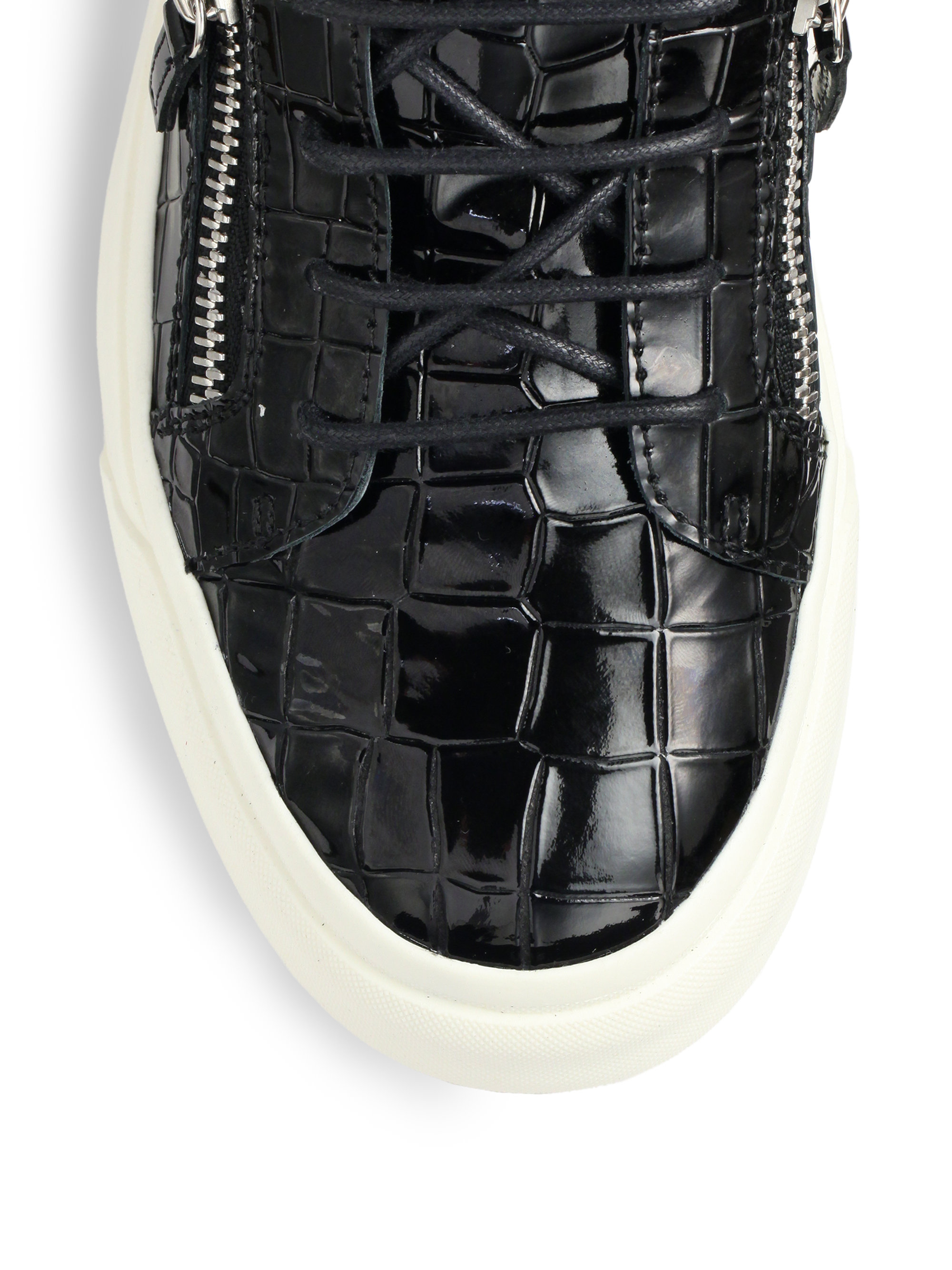 Giuseppe Zanotti Patent Croc-embossed Low-top Sneakers in Black for Men |  Lyst