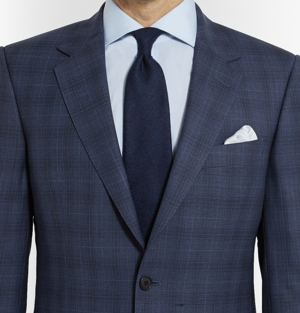 Gieves & hawkes Navy Checked Wool Suit in Blue for Men | Lyst