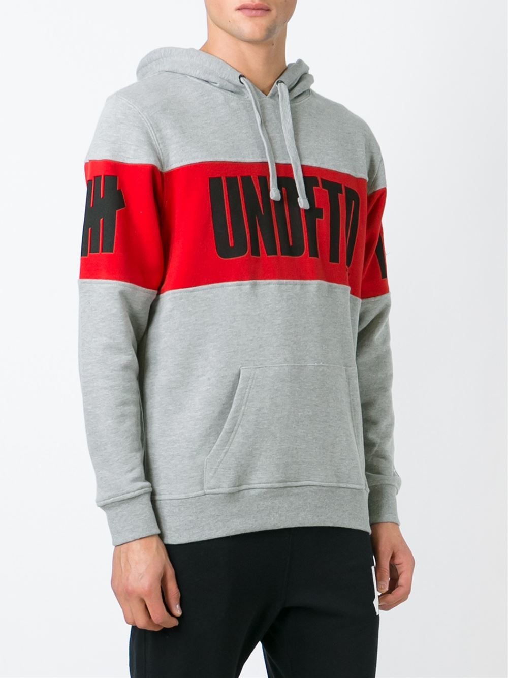 grey red hoodie