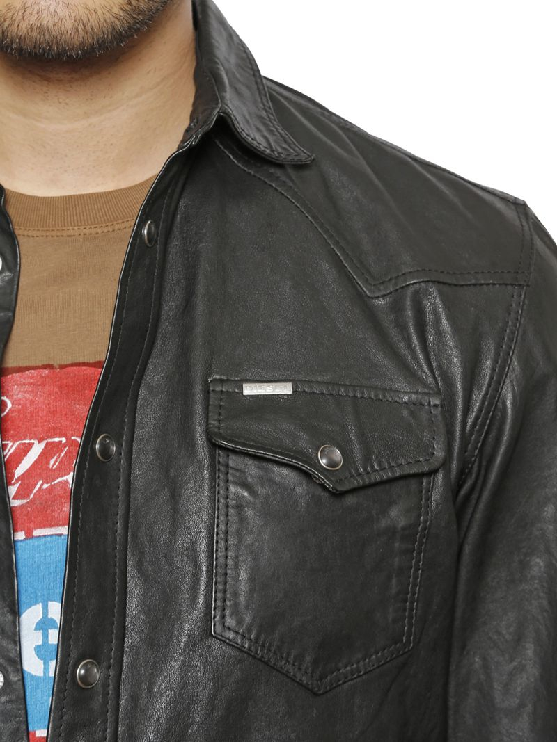 DIESEL Nappa Leather Western Shirt in 