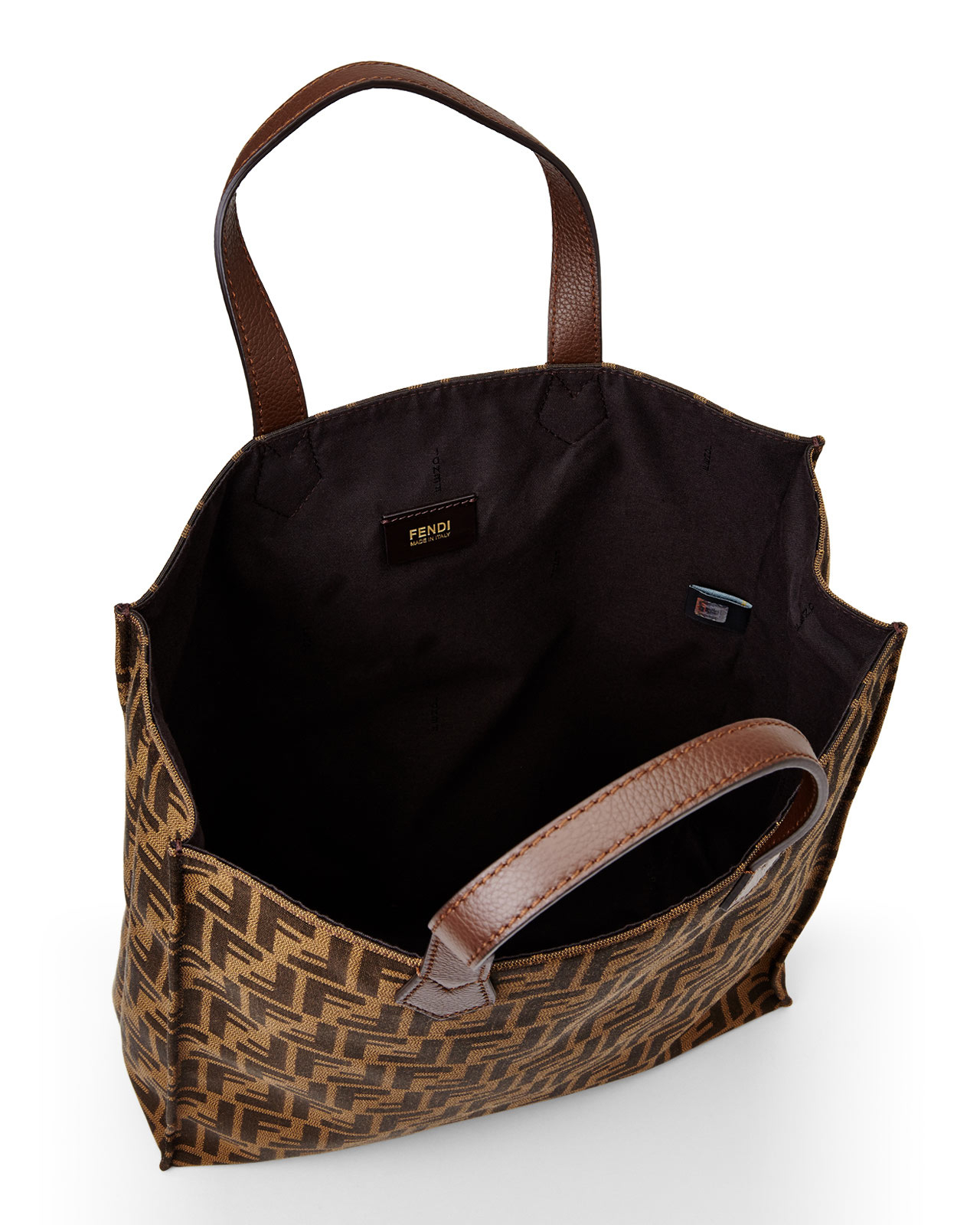 Lyst - Fendi Brown And Black Canvas Zucca Pattern Large Tote Bag in Brown