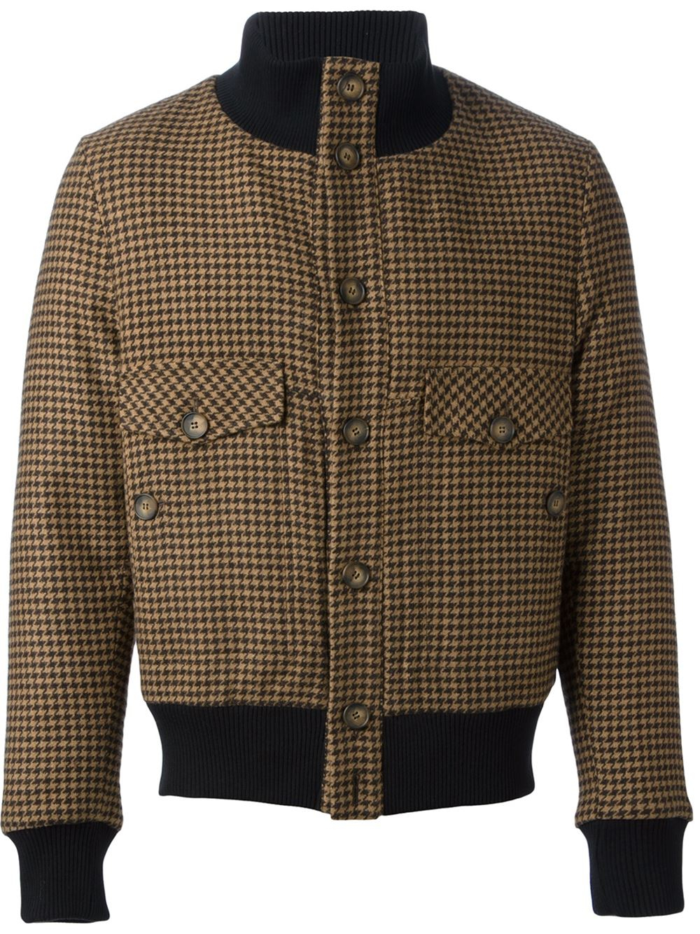 Stella Jean Tweed Bomber Jacket in Brown for Men | Lyst