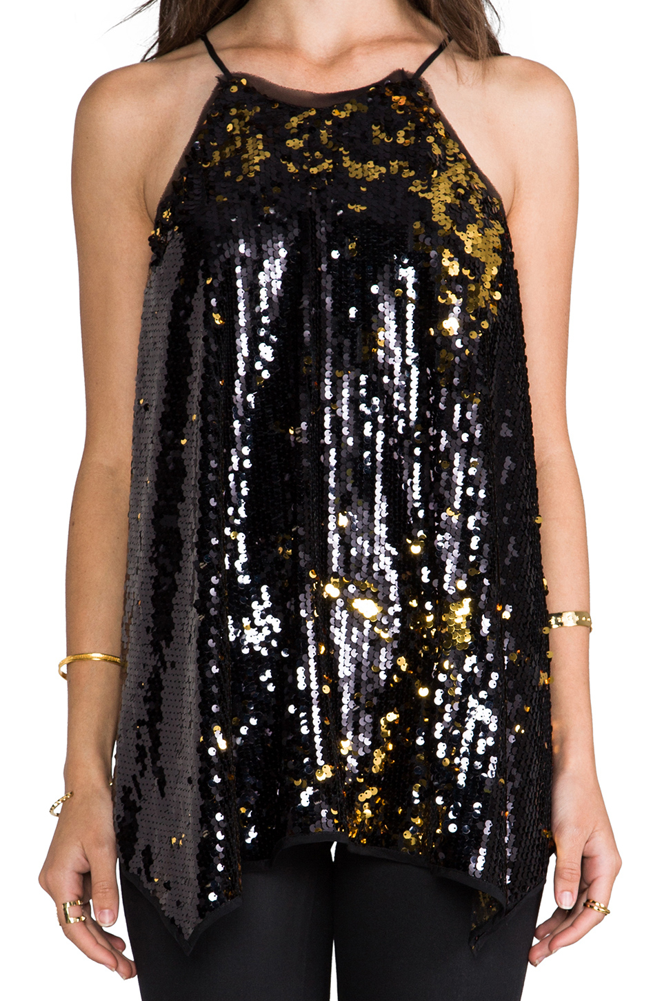 Lyst - Milly Stretch Sequins Tank in Metallic Gold in Metallic