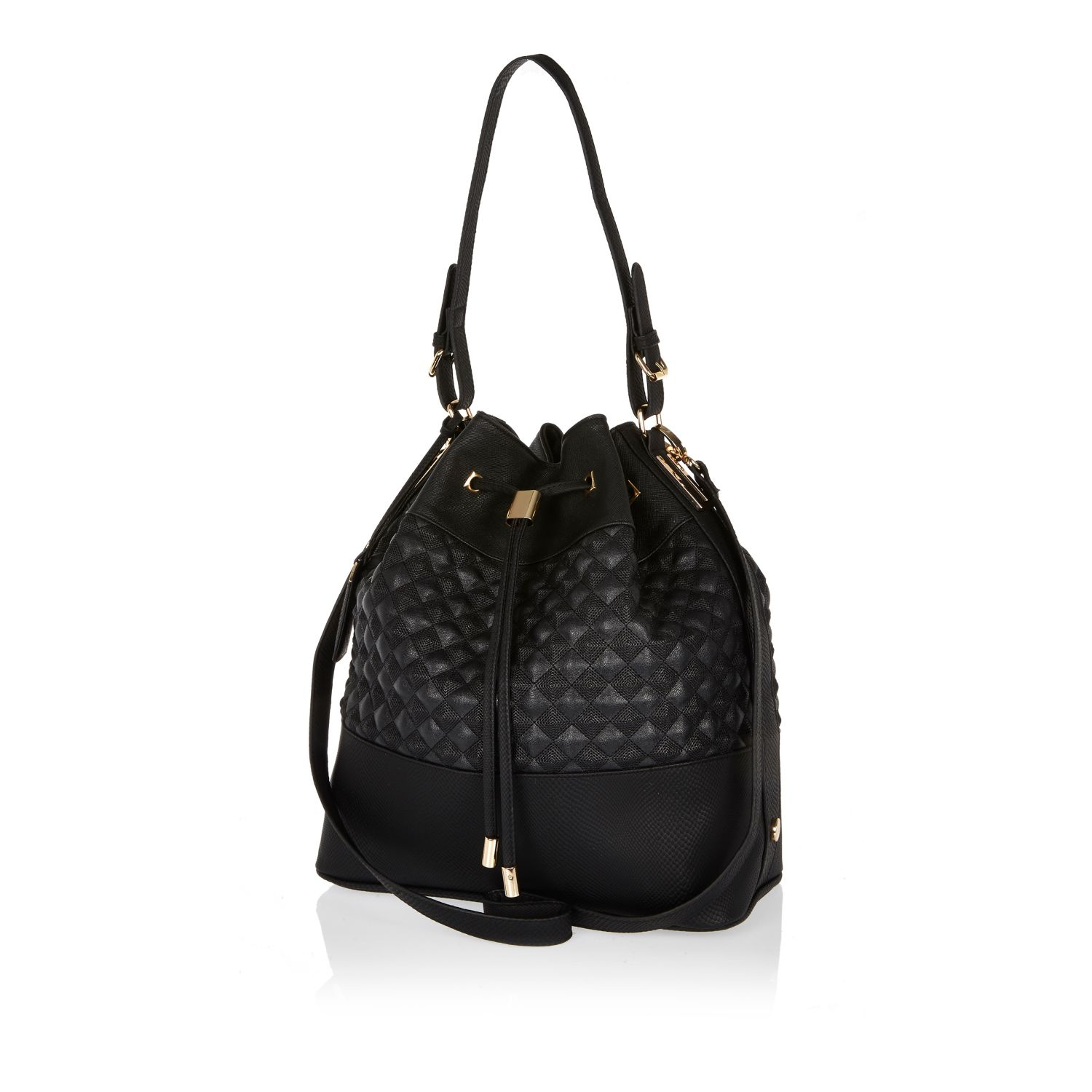River Island Black Quilted Duffle Bag Lyst