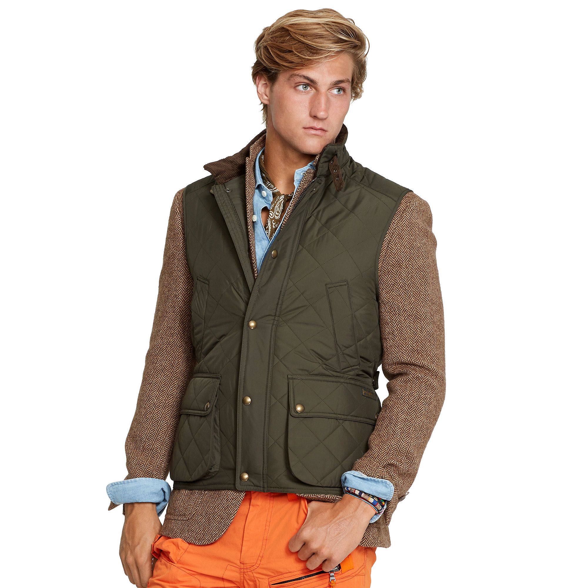 Polo Ralph Lauren Diamond-Quilted Vest in Green for Men - Lyst