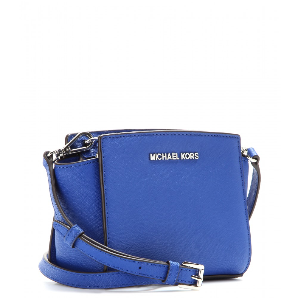 MICHAEL Michael Kors Selma Mini Messenger Leather Shoulder Bag in Blue ...