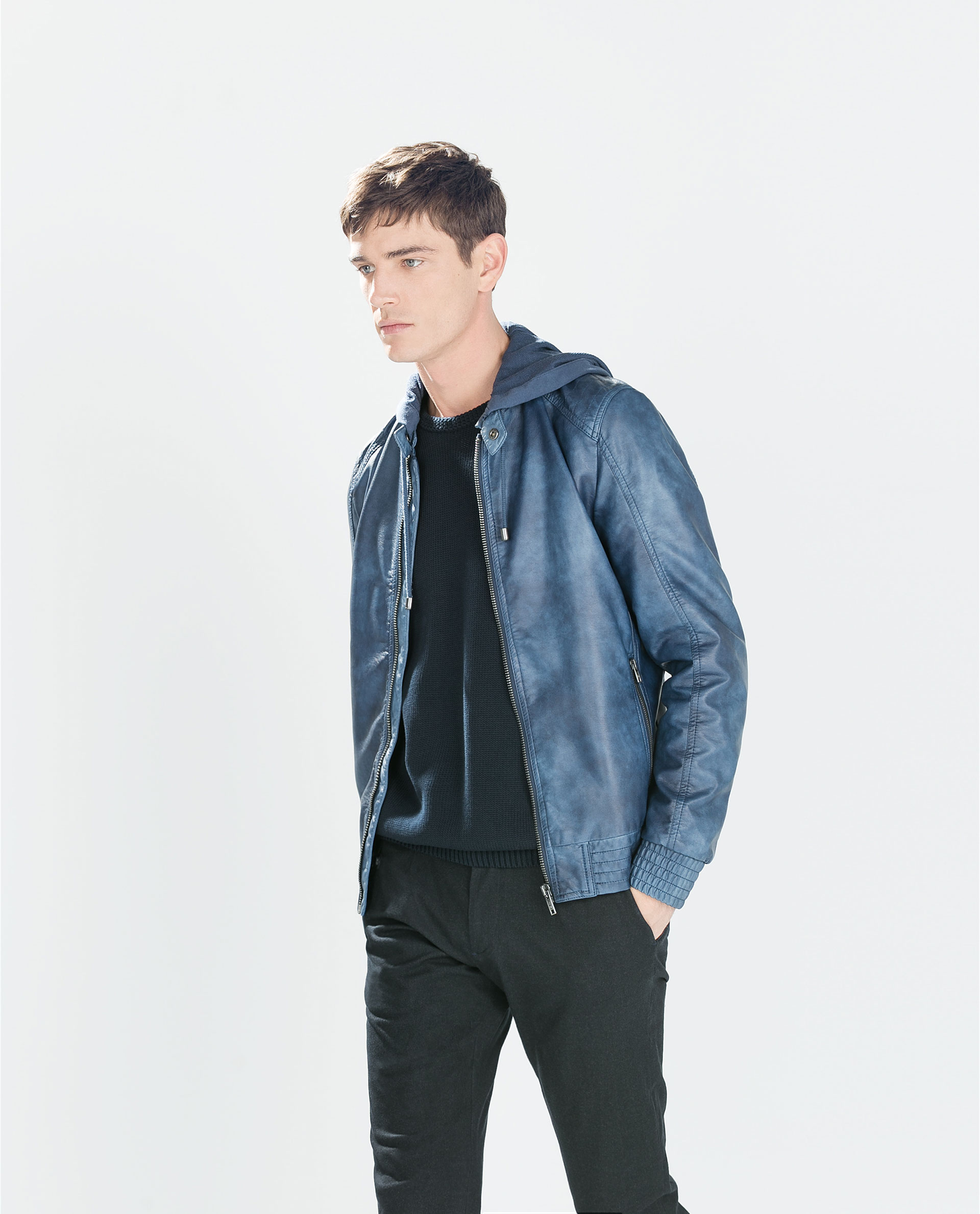Zara Faux Leather Jacket With Hood Gallery