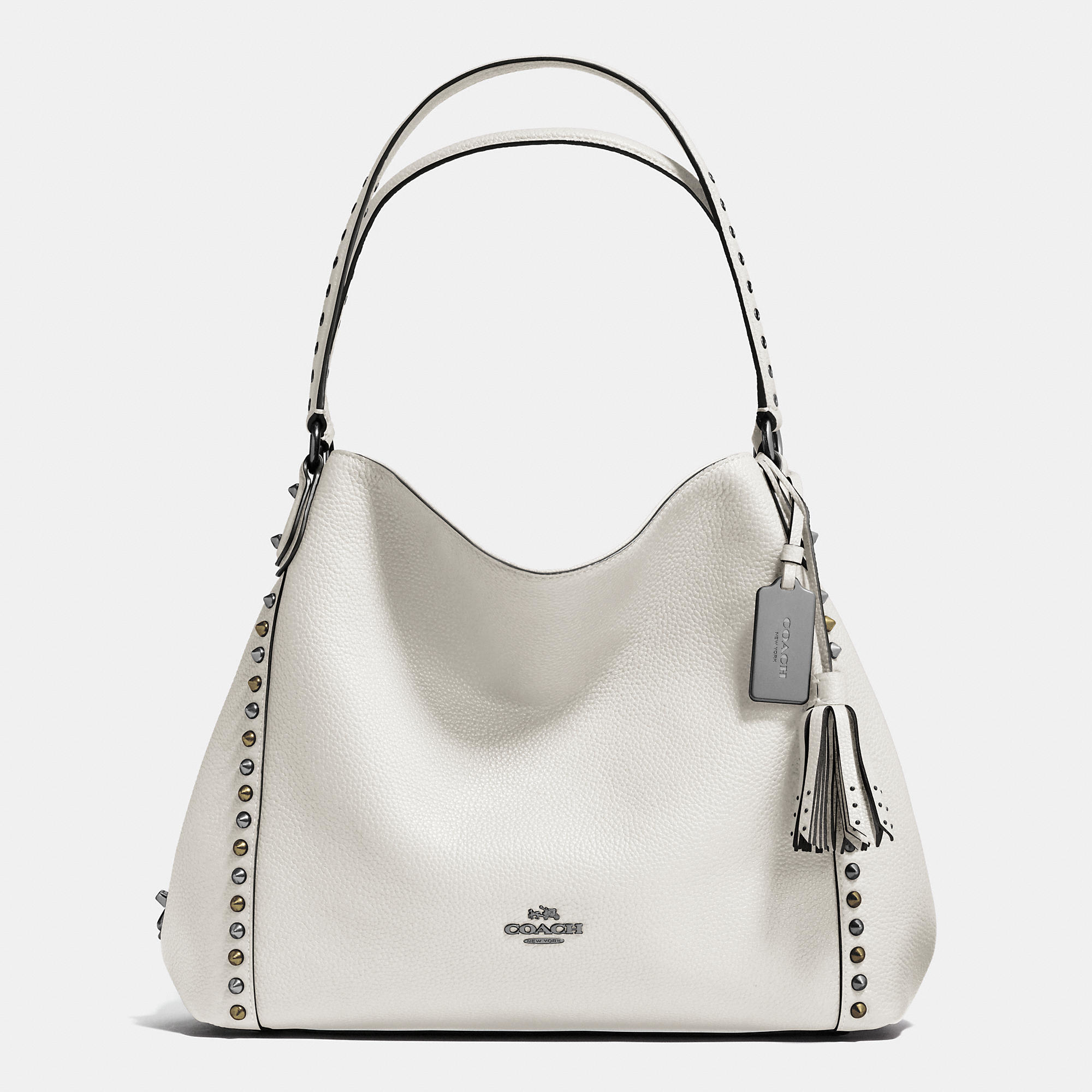 COACH Outline Studs And Grommets Edie Shoulder Bag 31 In Leather in White |  Lyst