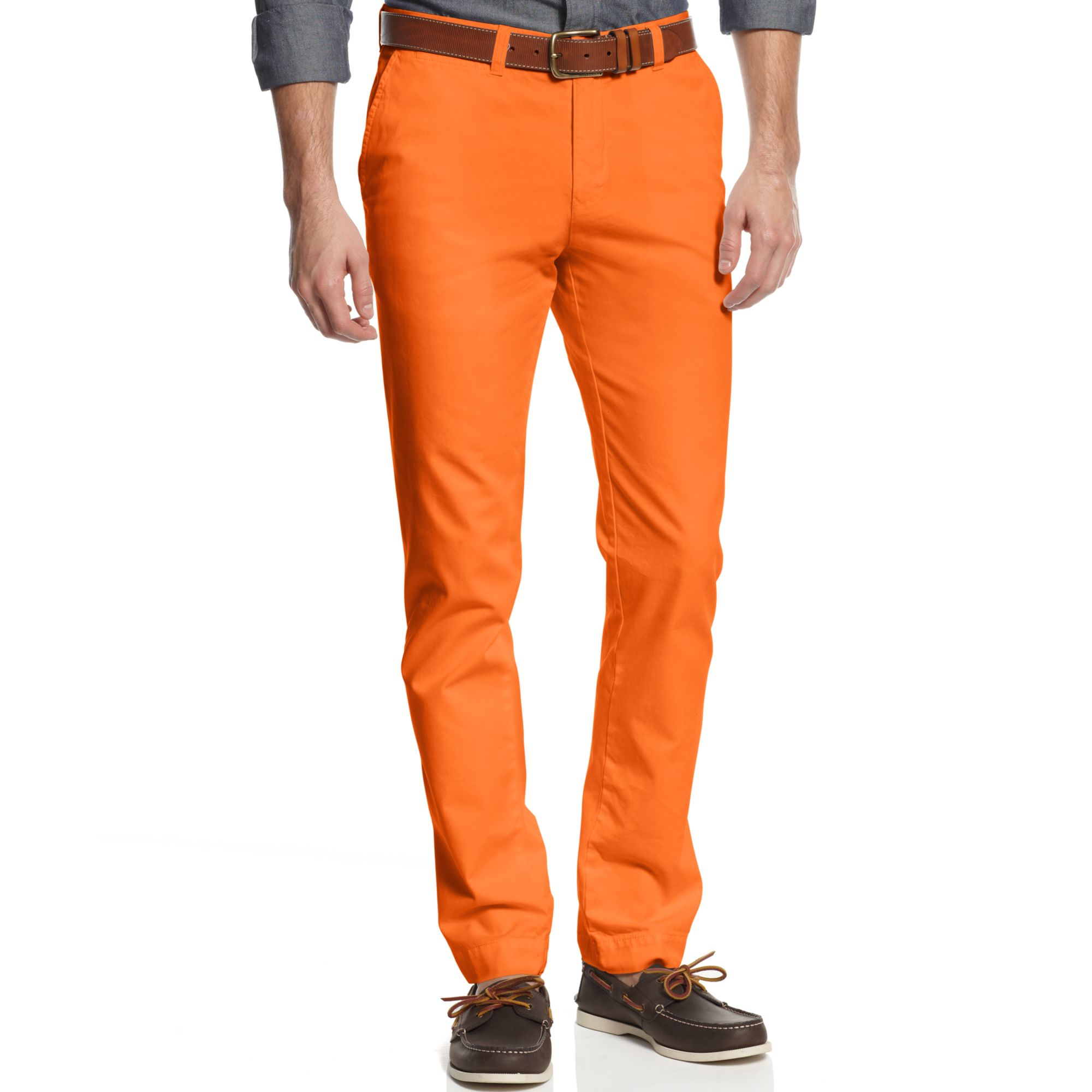 Tommy Hilfiger Slim Fit Graduate Chino Pants in Orange for Men - Lyst