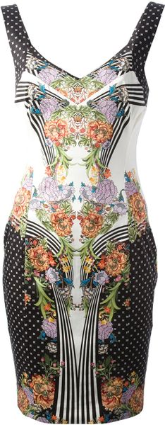 Just Cavalli Floral Printed Dress in Multicolor (black) | Lyst