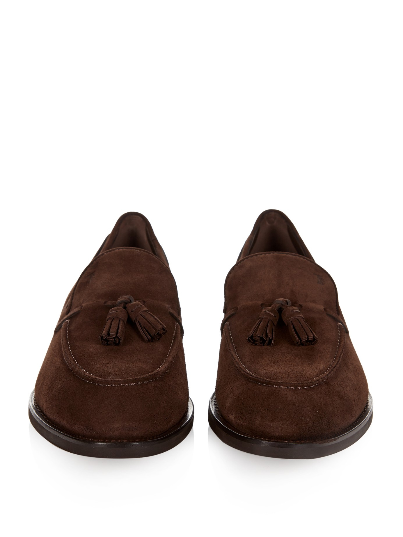 Tod's Tassel Suede Loafers in Brown for Men | Lyst