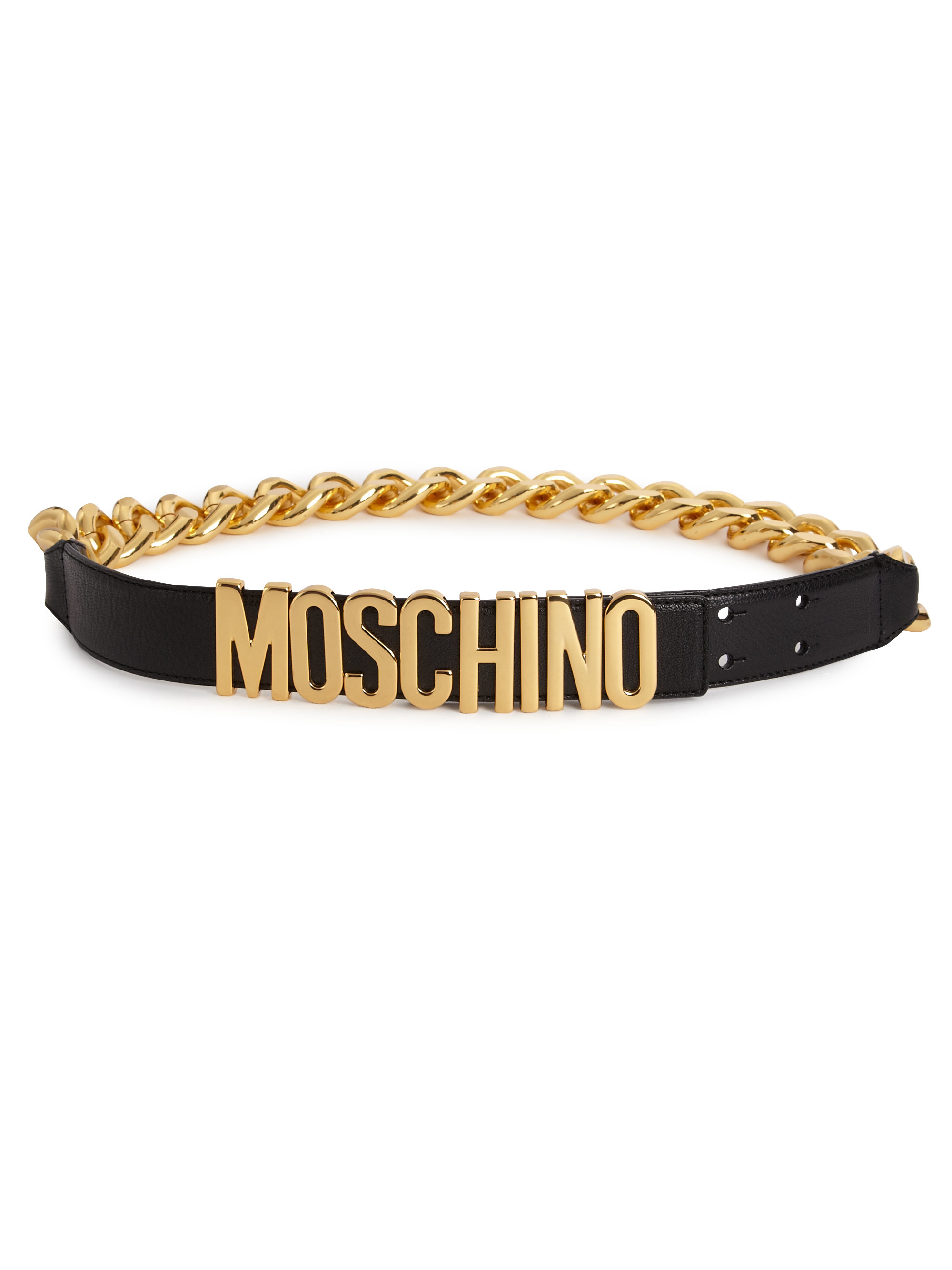 Moschino Synthetic Logo Chain Belt in Black - Lyst