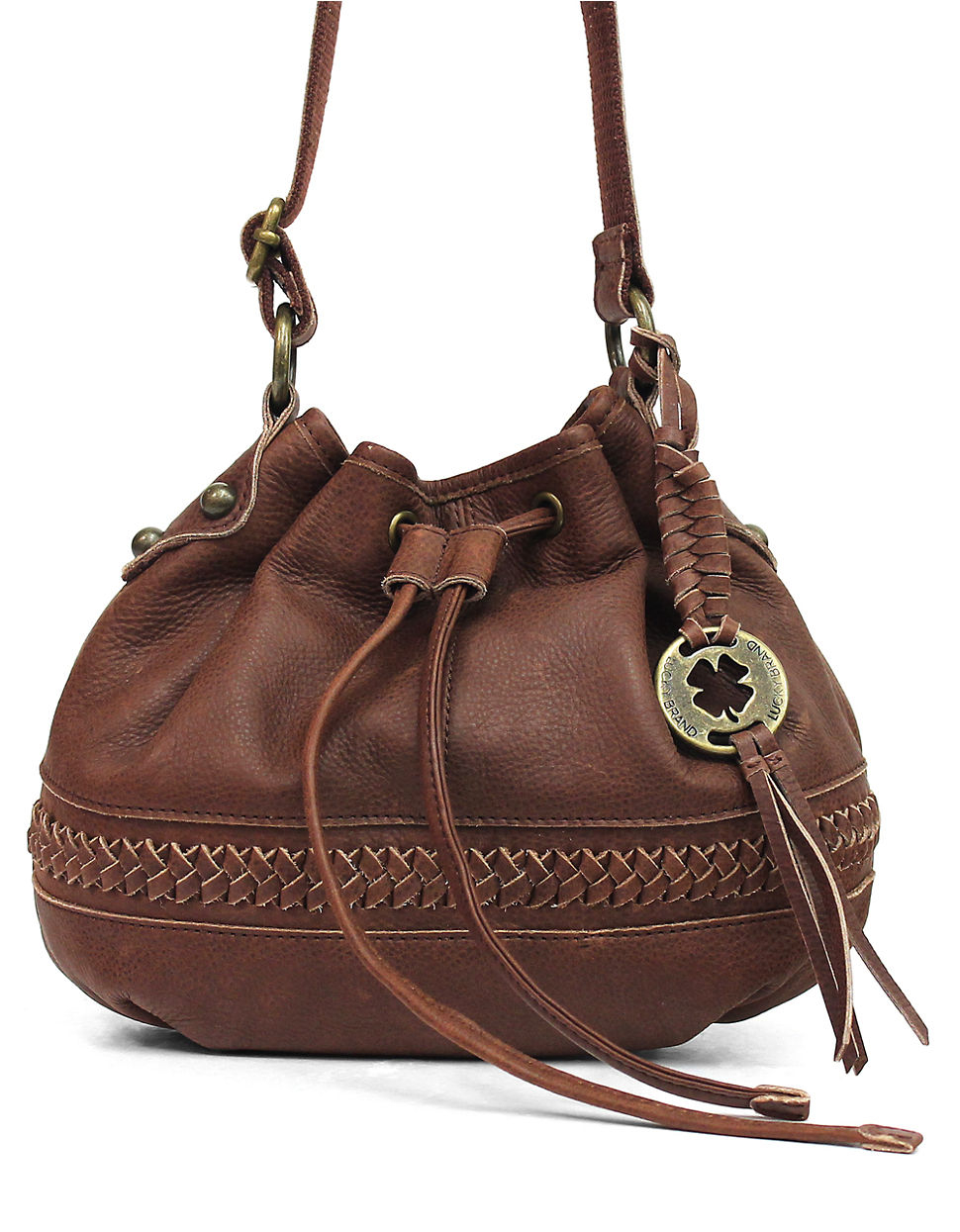 Lucky brand Gemma Leather Drawstring Crossbody Bag in Brown Lyst